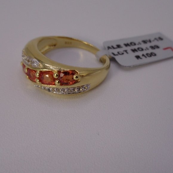 Silver Orange sapphire gold coated silver ring 3.83g SIZE 7 NEW - Picture 6 of 6